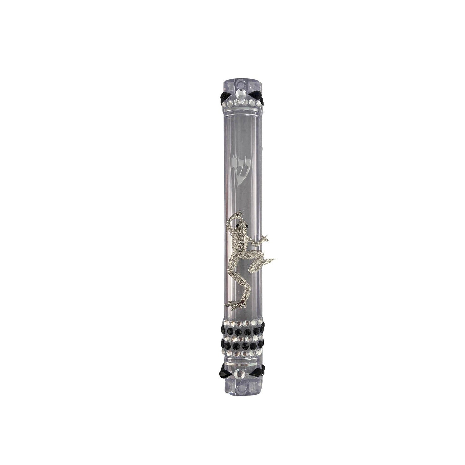 Ocean beach mezuzah case — silver acrylic with sea-themed jewelry, beads and rhinestones | Judaica Square Lakewood (view 5)