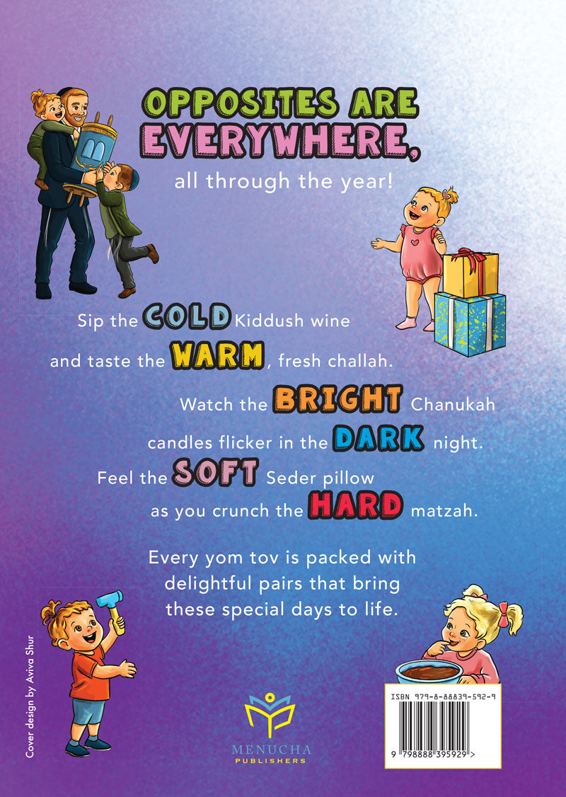 Back cover — "Opposites Are Everywhere" rhyme summary with barcode