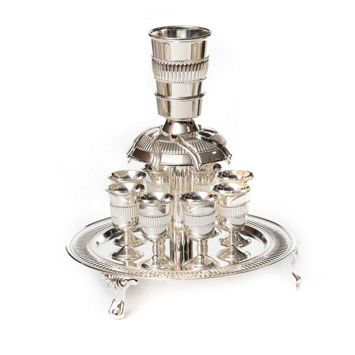 Silverplate 8 cup Wine Fountain W/ Stem-Lines Design