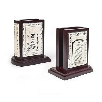 Wood and Nickel Matchbox Holder - Brown
