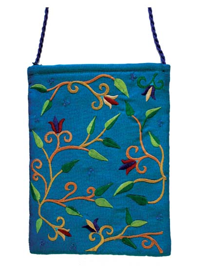 Turquoise Flowers Embroidered Bag