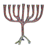 Yair Emanuel Hanukkah Menorah 12.8 in, Multicolor Pomegranates, front view