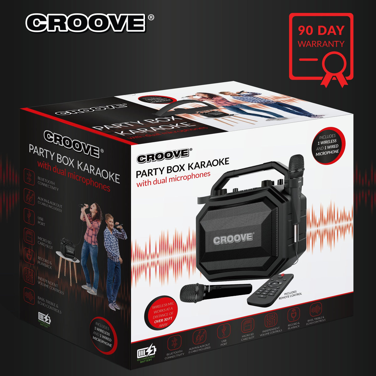 Croove Party Box Portable Karaoke Machine - Rechargeable, Bluetooth — speaker, view 7 | Judaica Square Lakewood
