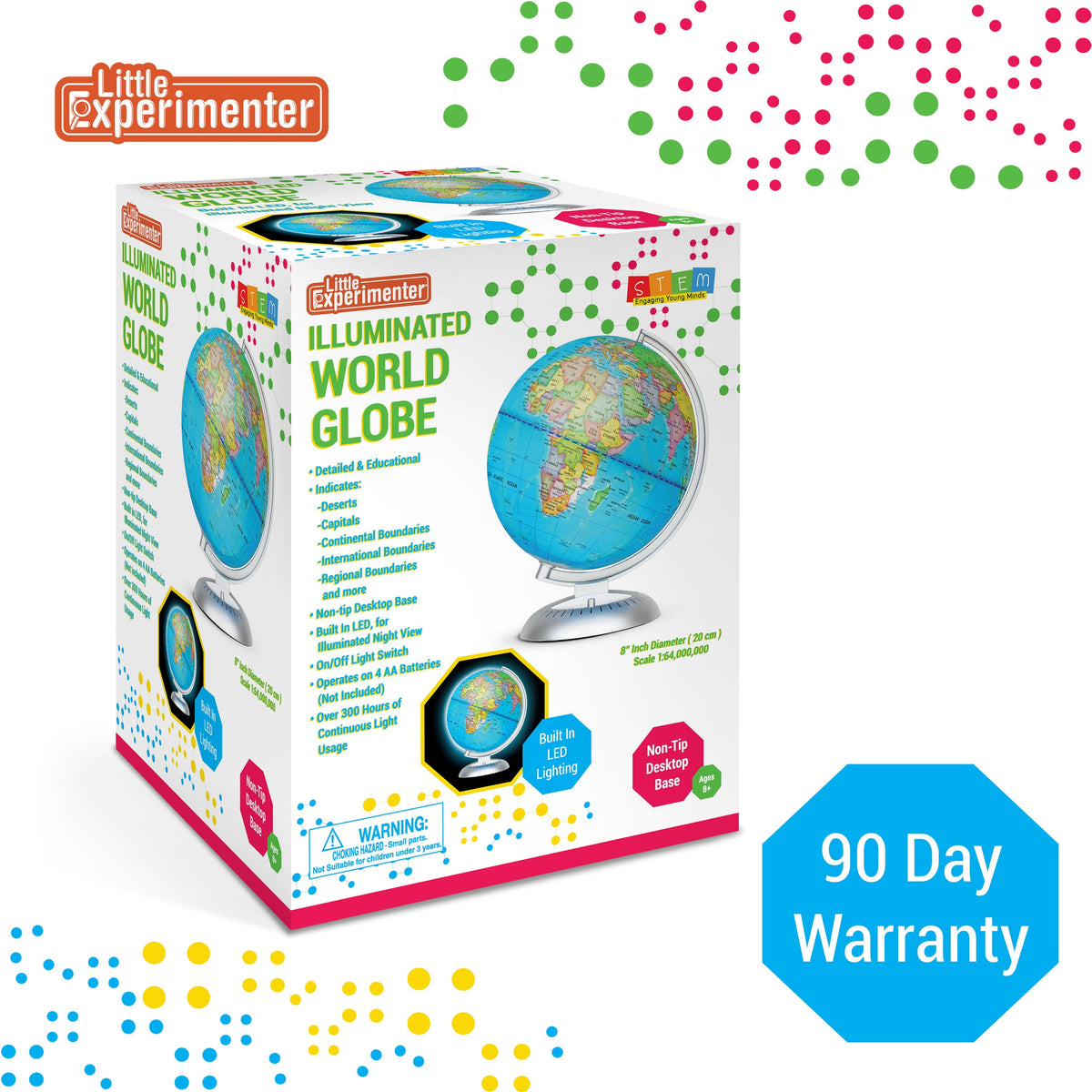 Little Experimenter Illuminated World Globe for Kids with LED Stand — product view, view 6 | Judaica Square Lakewood