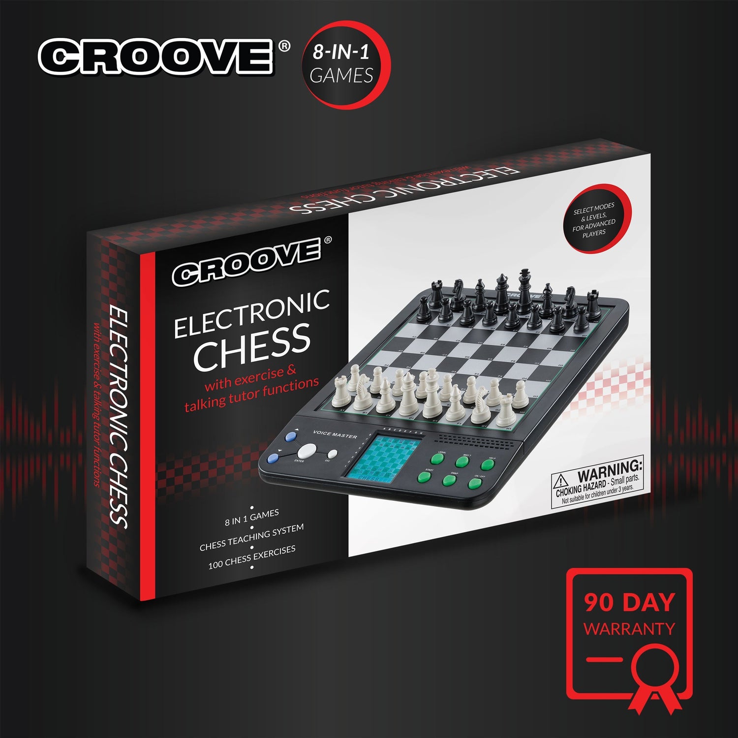 Croove Electronic Magnetic Chess & Checkers Set 10" - 8-in-1 Games — product view, view 6 | Judaica Square Lakewood