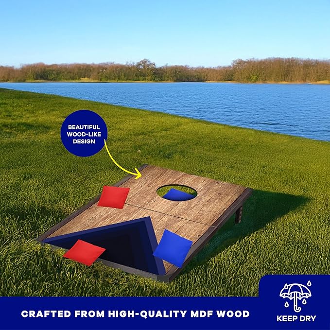 FlingSport Foldable Travel Cornhole Board Set - 24"x15" Wooden MDF — product view, view 4 | Judaica Square Lakewood