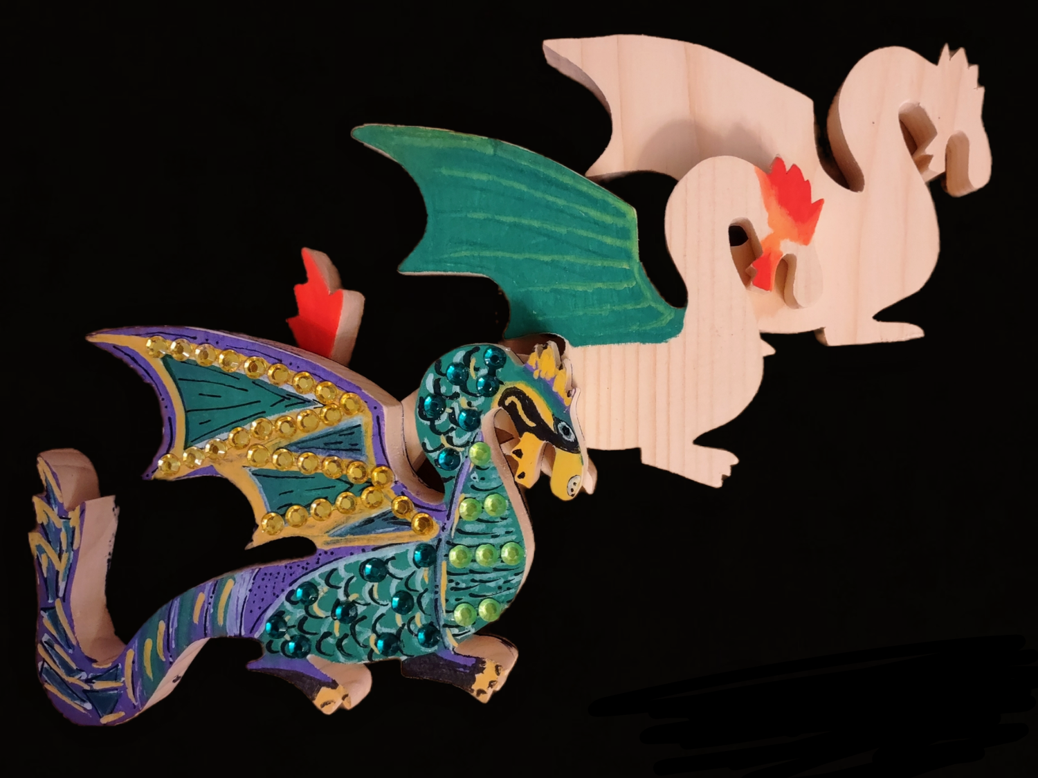 Dragon menorah craft kit — wooden Dragonorah menorah parts with paint and instructions | Judaica Square Lakewood (view 4)