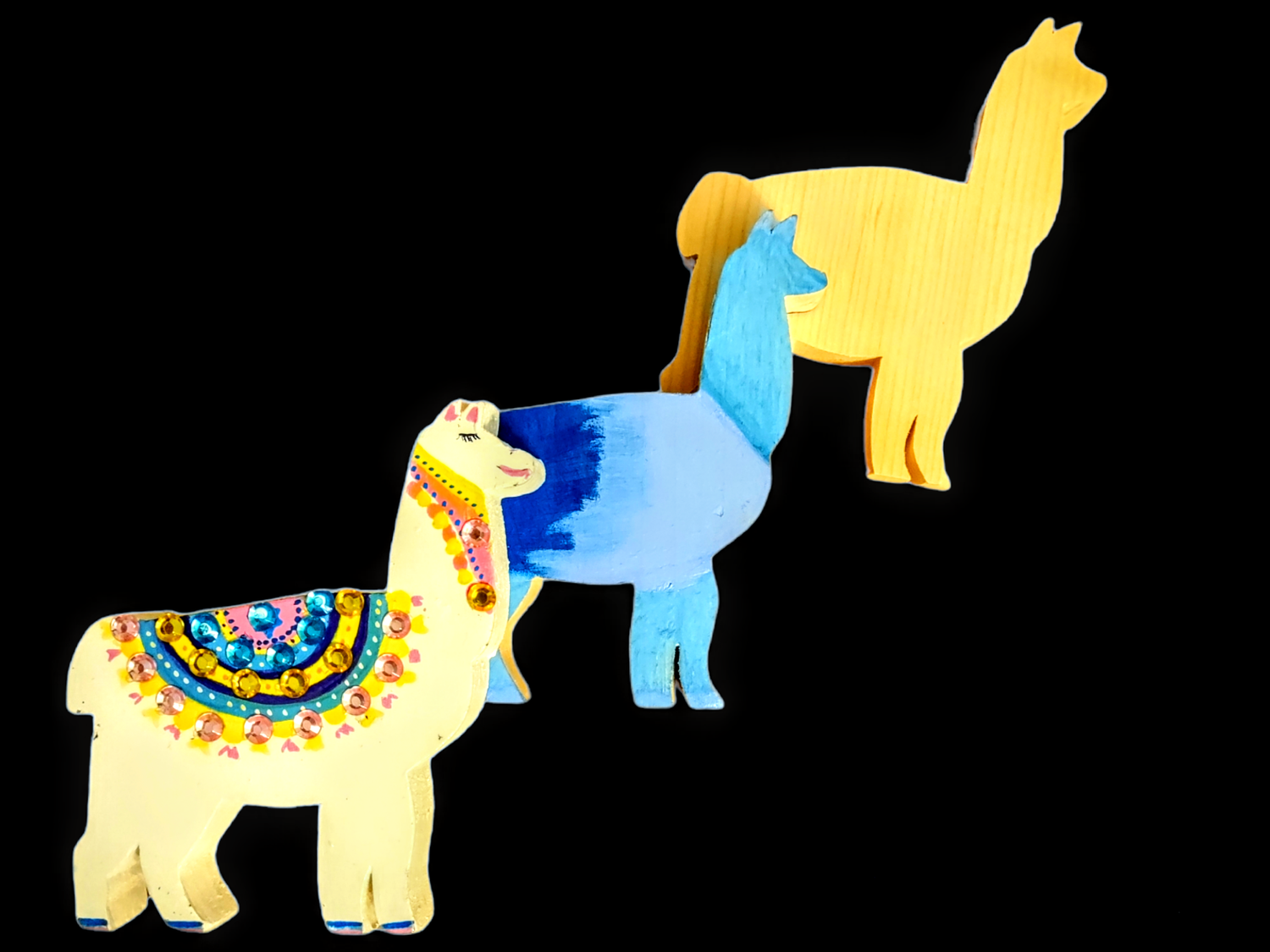 Happy Llamakah menorah craft kit — wooden llama menorah parts, paint and instructions | Judaica Square Lakewood (view 6)