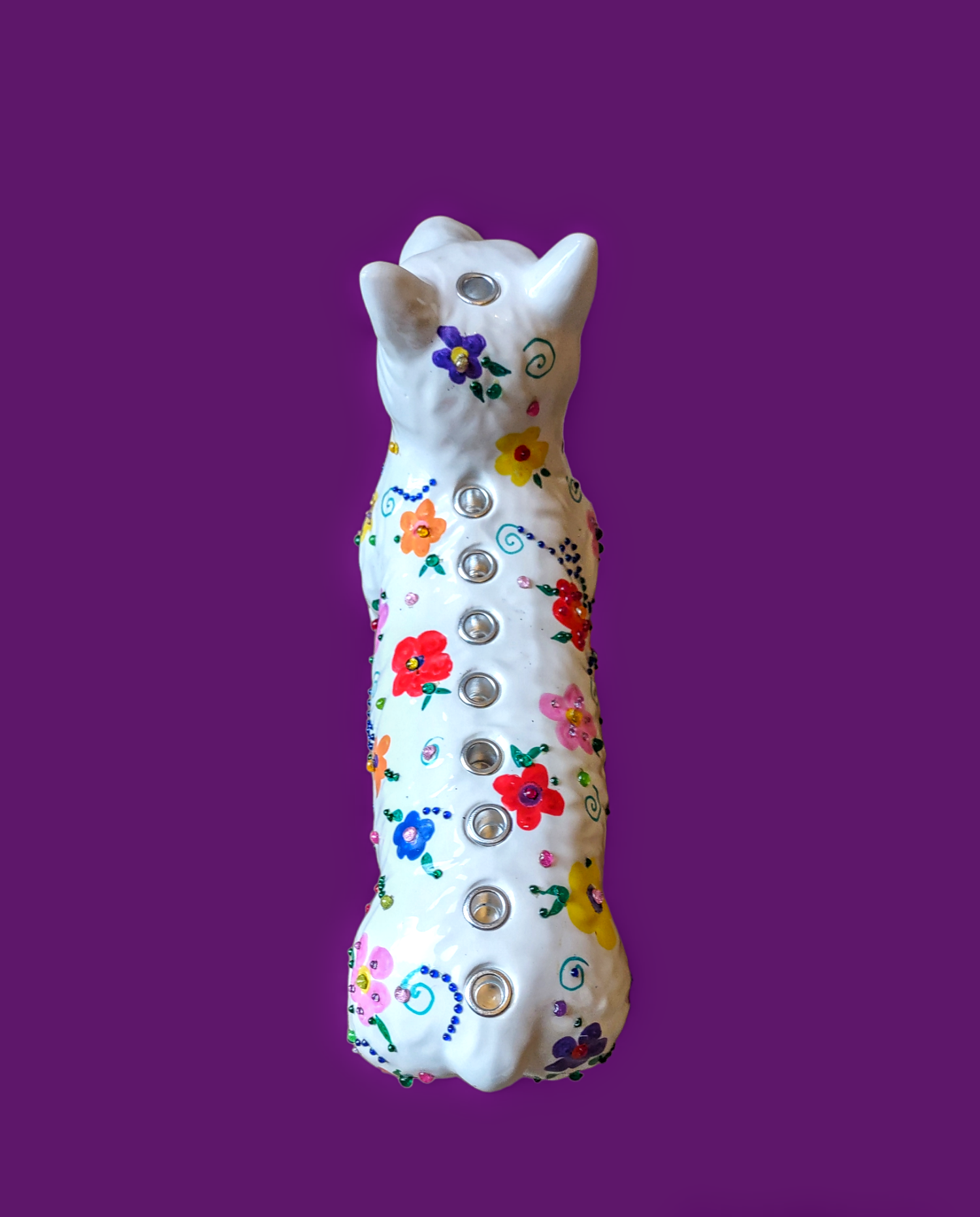 Ceramic Corgi Menorah — painted corgi dog studded with rhinestones | Judaica Square Lakewood (view 2)