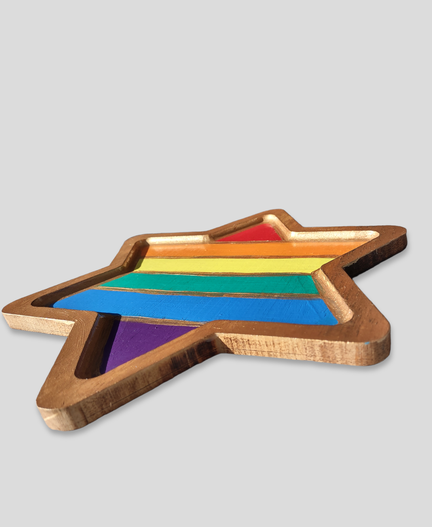 Rainbow Star of David tray — six-pointed hand-painted hardwood serving tray | Judaica Square Lakewood (view 2)