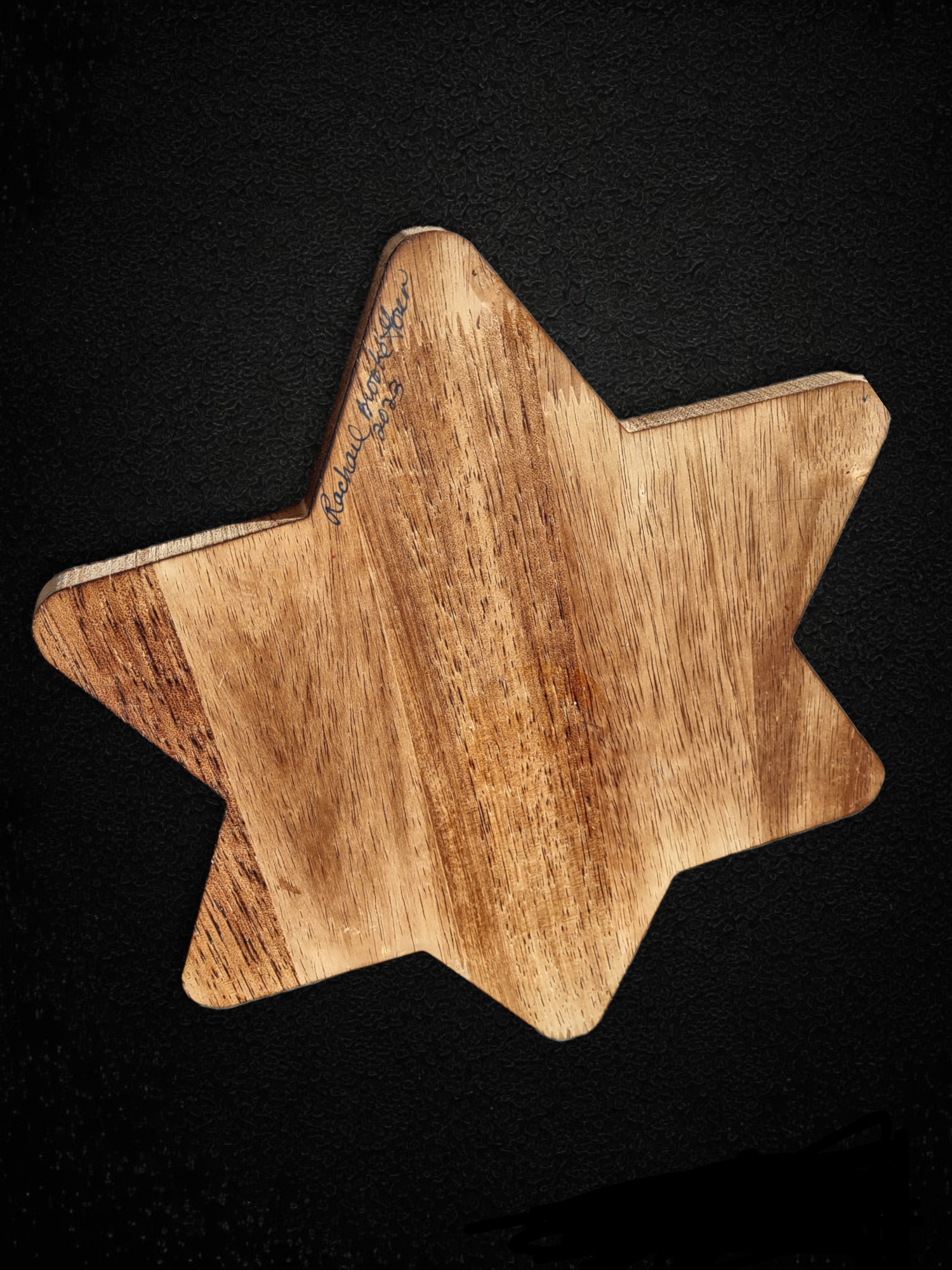 Lotus Star of David tray — hand-painted six-pointed hardwood decorative plate | Judaica Square Lakewood (view 3)