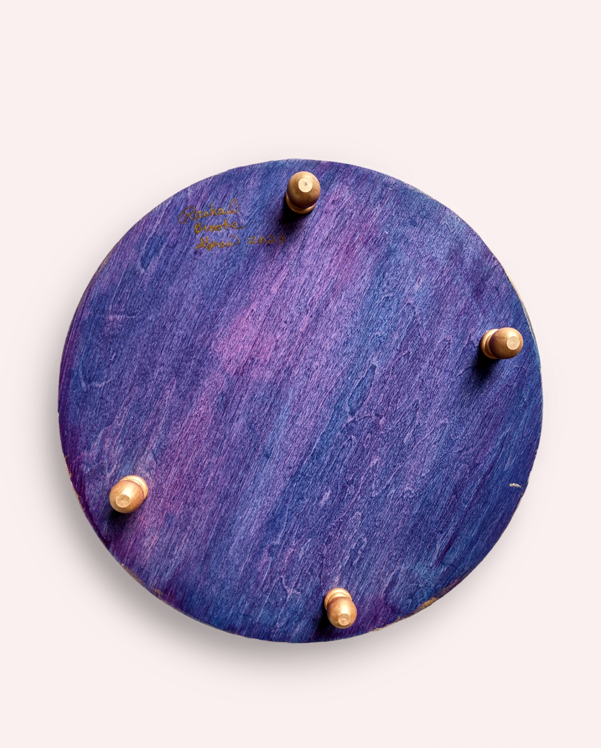 Hamsa seder plate — hand-painted colorful hardwood plate with etched glass bowls | Judaica Square Lakewood (view 6)