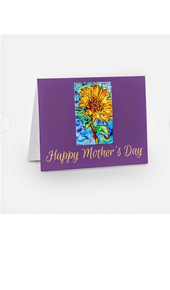 Mother's Day note card — painted sunflower with greeting | Judaica Square Lakewood