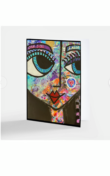 And Still I Rise Art Note Card — rhinestone-trimmed acrylic painting card | Judaica Square Lakewood