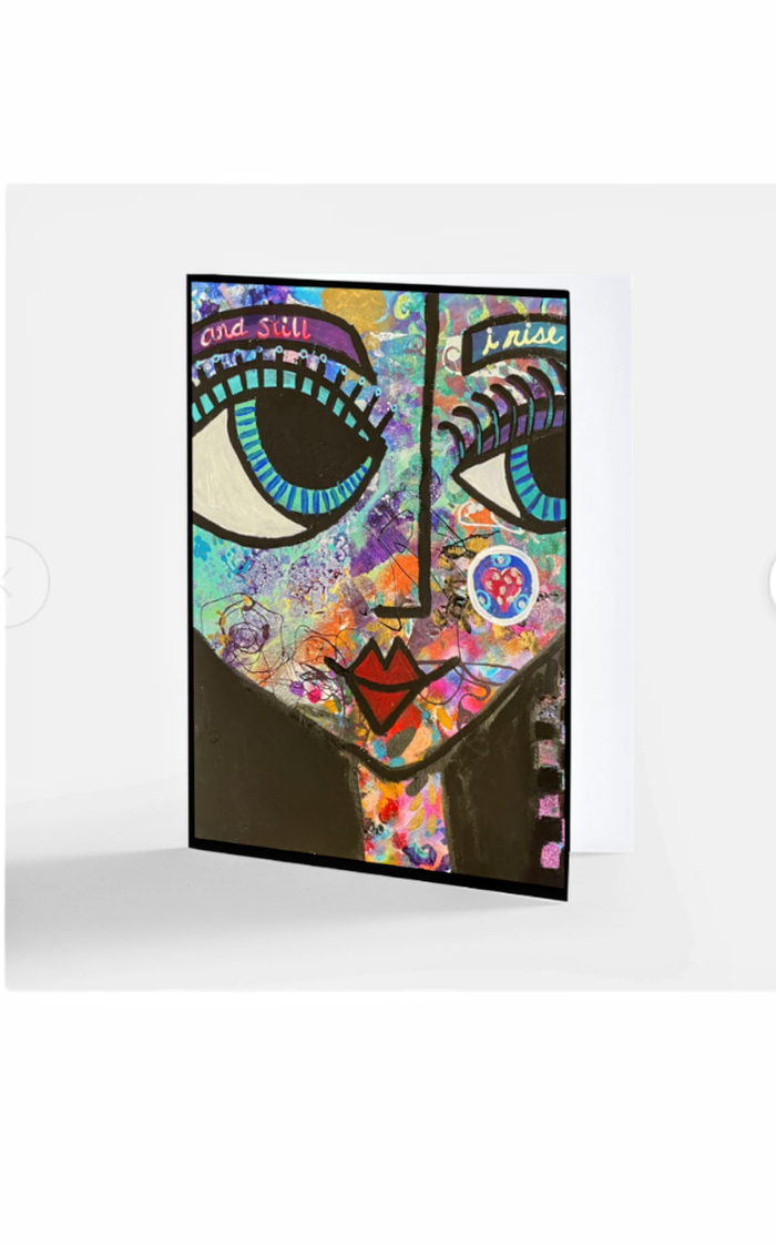 And Still I Rise Art Note Card — rhinestone-trimmed acrylic painting card | Judaica Square Lakewood