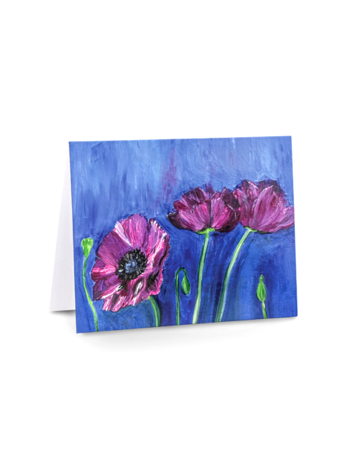 Poppies note card — acrylic canvas poppy painting print | Judaica Square Lakewood