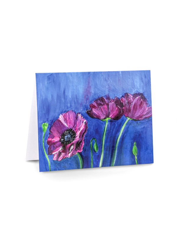 Poppies note card — acrylic canvas poppy painting print | Judaica Square Lakewood