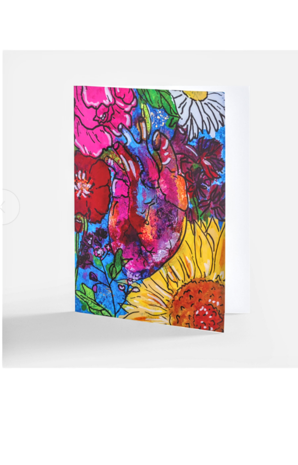 You Have My Heart Note Card — paint-on-glass heart artwork greeting card | Judaica Square Lakewood