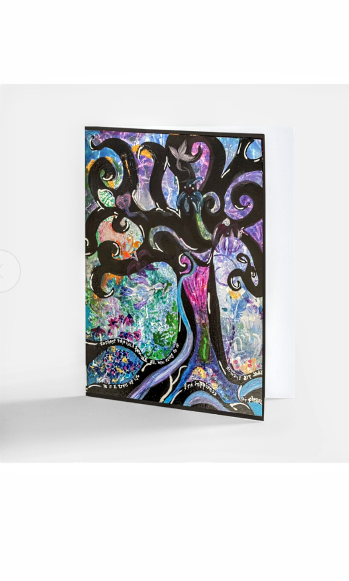 Tree of Life note card — acrylic painted branching tree | Judaica Square Lakewood