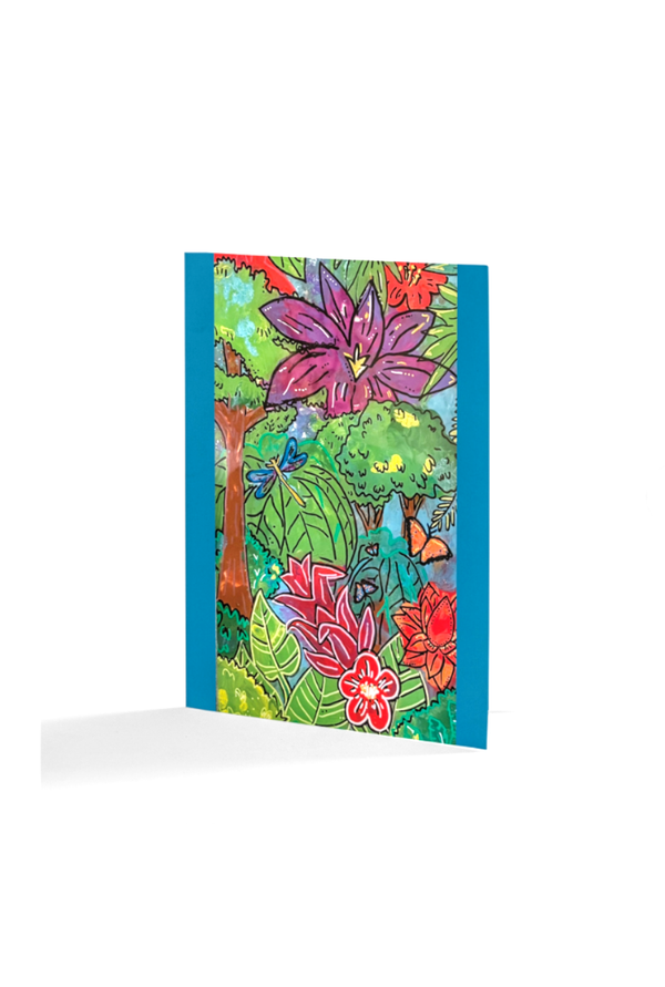 Rainforest note card — layered green jungle glass painting | Judaica Square Lakewood