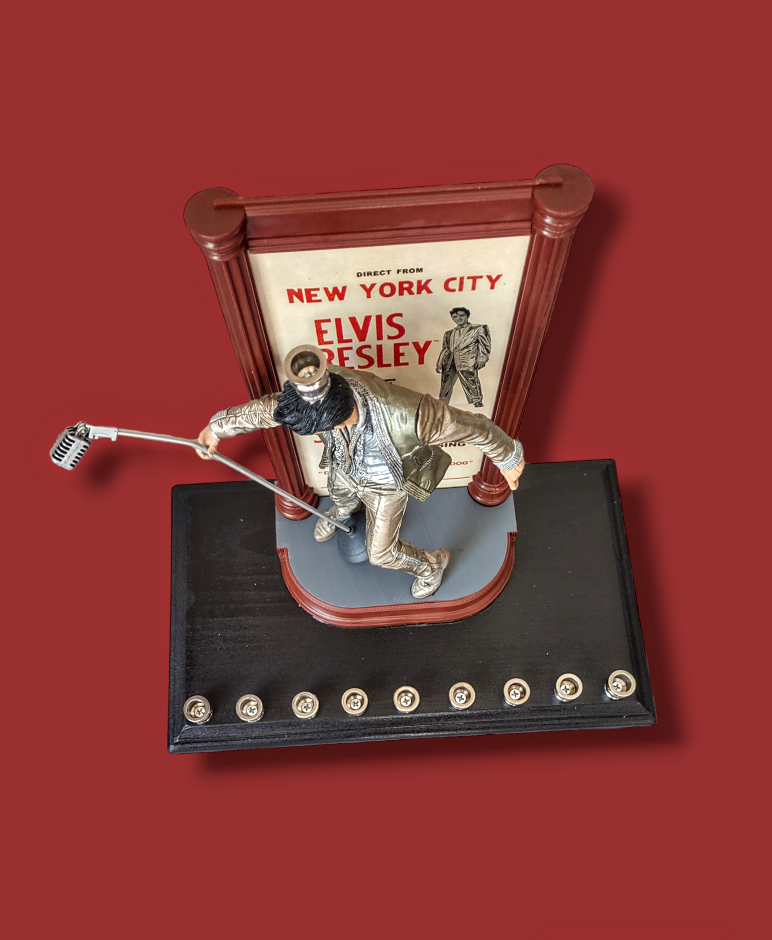 Elvis live in NYC menorah — collector figure in silver and gold suit with poster | Judaica Square Lakewood (view 5)