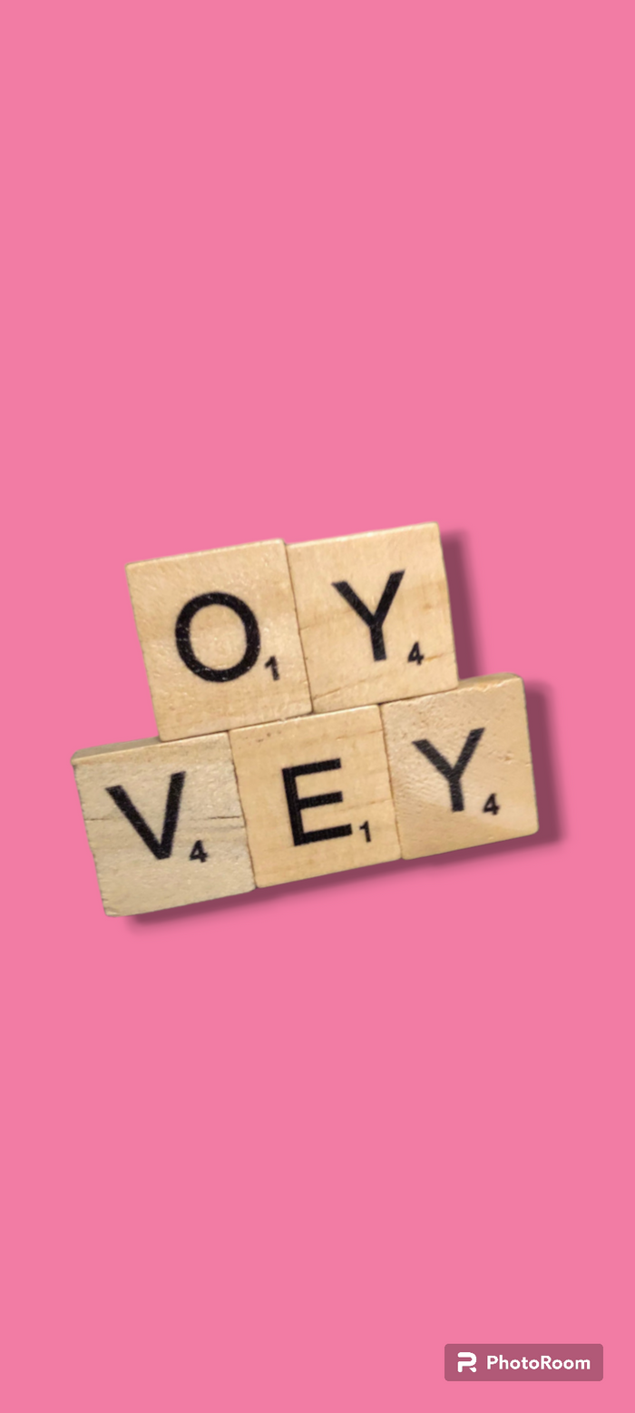 Oy Vey magnet — repurposed Scrabble tiles spelling the phrase | Judaica Square Lakewood