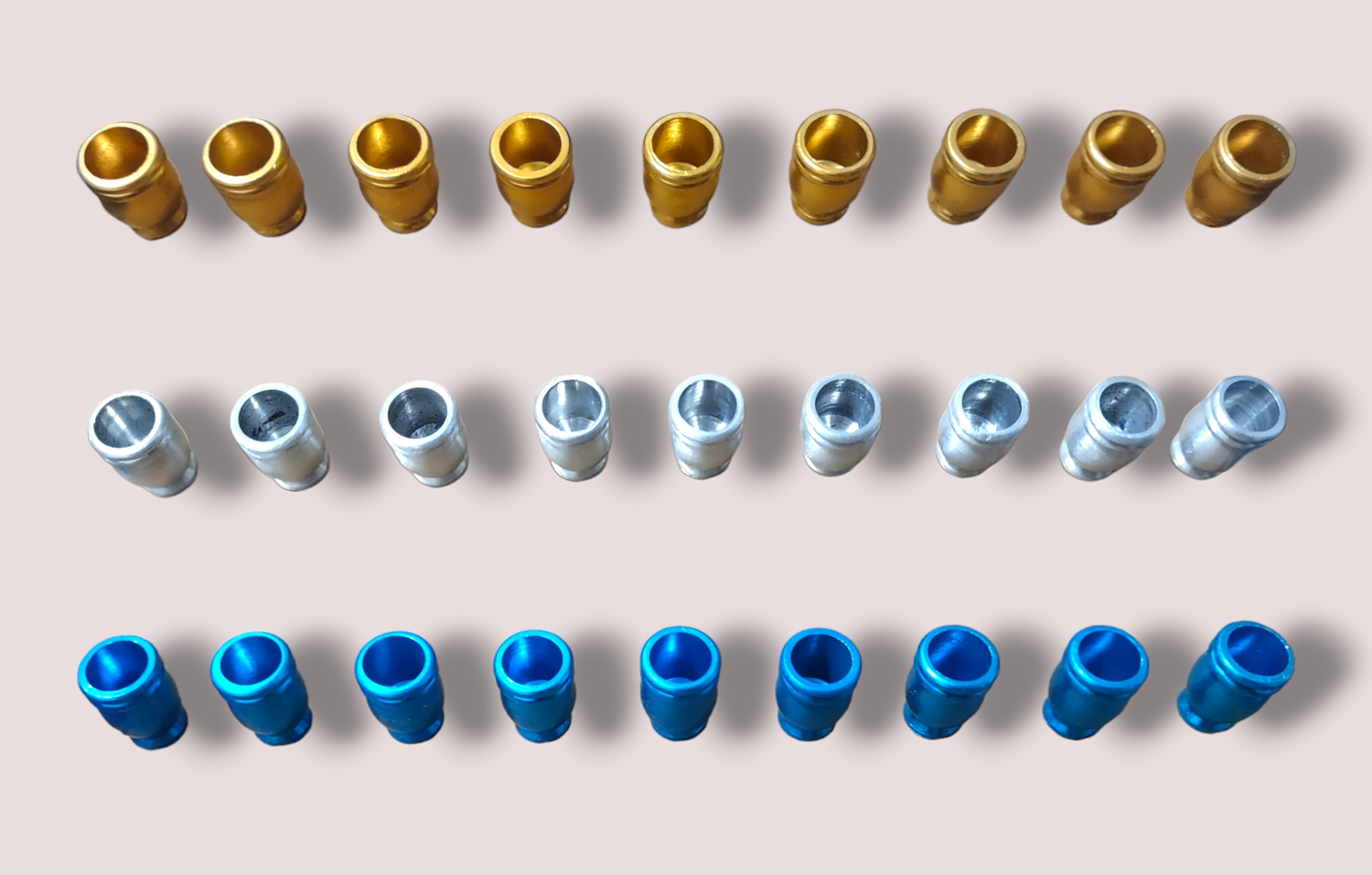 DIY menorah candle cups — nine aluminum cups in silver, blue and gold with screws | Judaica Square Lakewood (view 5)