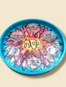 Spring flower seder plate — bright hand-painted hardwood plate with glass bowls | Judaica Square Lakewood