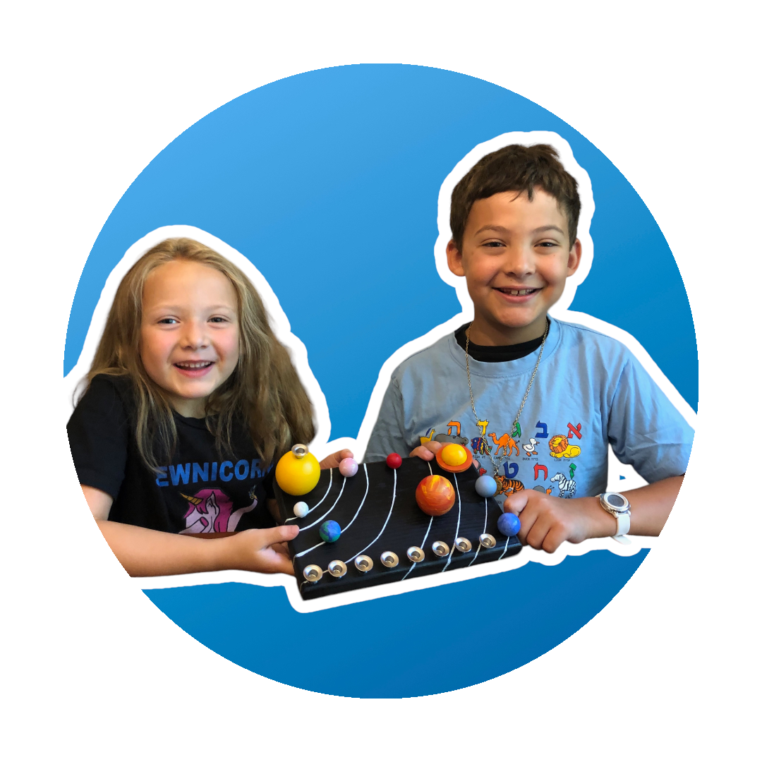Solar system menorah kit — wooden planet pieces forming an outer space hanukkiah | Judaica Square Lakewood (view 7)