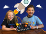Solar system menorah kit — wooden planet pieces forming an outer space hanukkiah | Judaica Square Lakewood