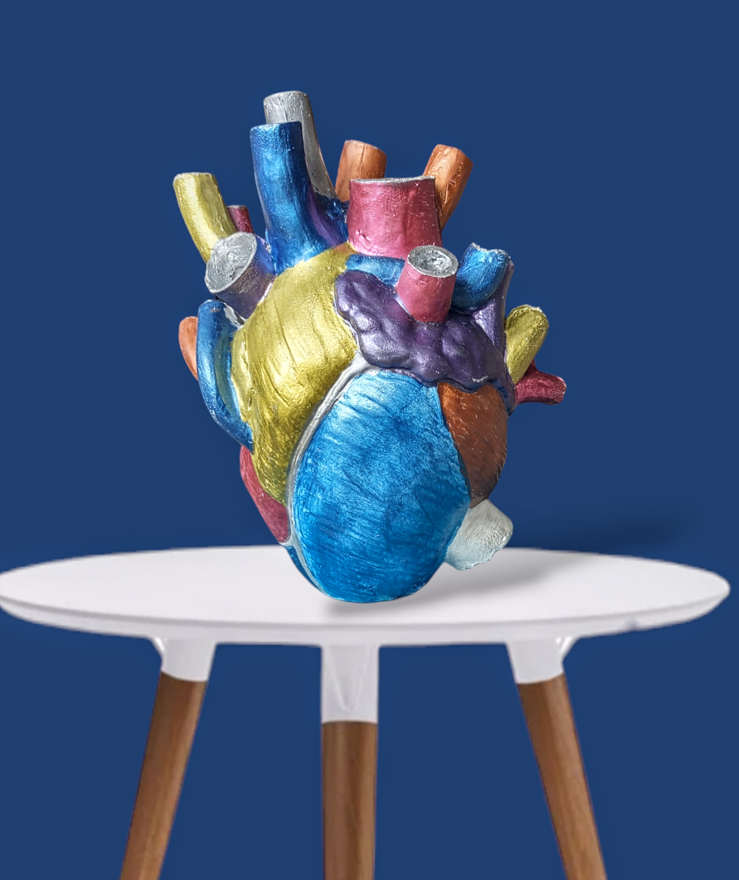 Anatomical heart vase — hand-painted glossy ceramic bud vase with flowers | Judaica Square Lakewood (view 4)