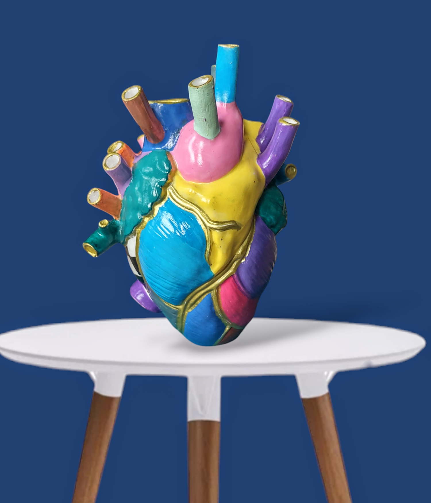 Anatomical heart vase — hand-painted glossy ceramic bud vase with flowers | Judaica Square Lakewood (view 8)