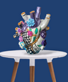 Anatomical heart vase — hand-painted glossy ceramic bud vase with flowers | Judaica Square Lakewood