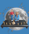 E.T. and Elliott menorah — pair of repurposed 80s toy figures with brass cups | Judaica Square Lakewood