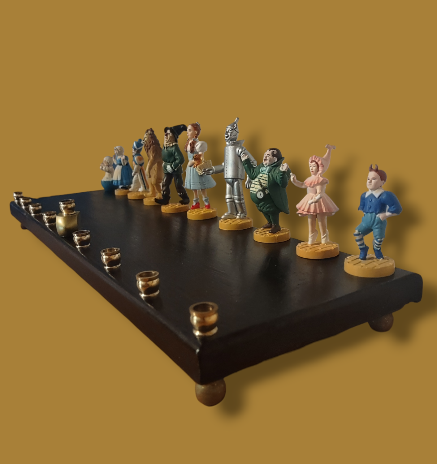 Large Wizard of Oz menorah — 20-inch wood plaque lined with repurposed Oz figures | Judaica Square Lakewood (view 6)