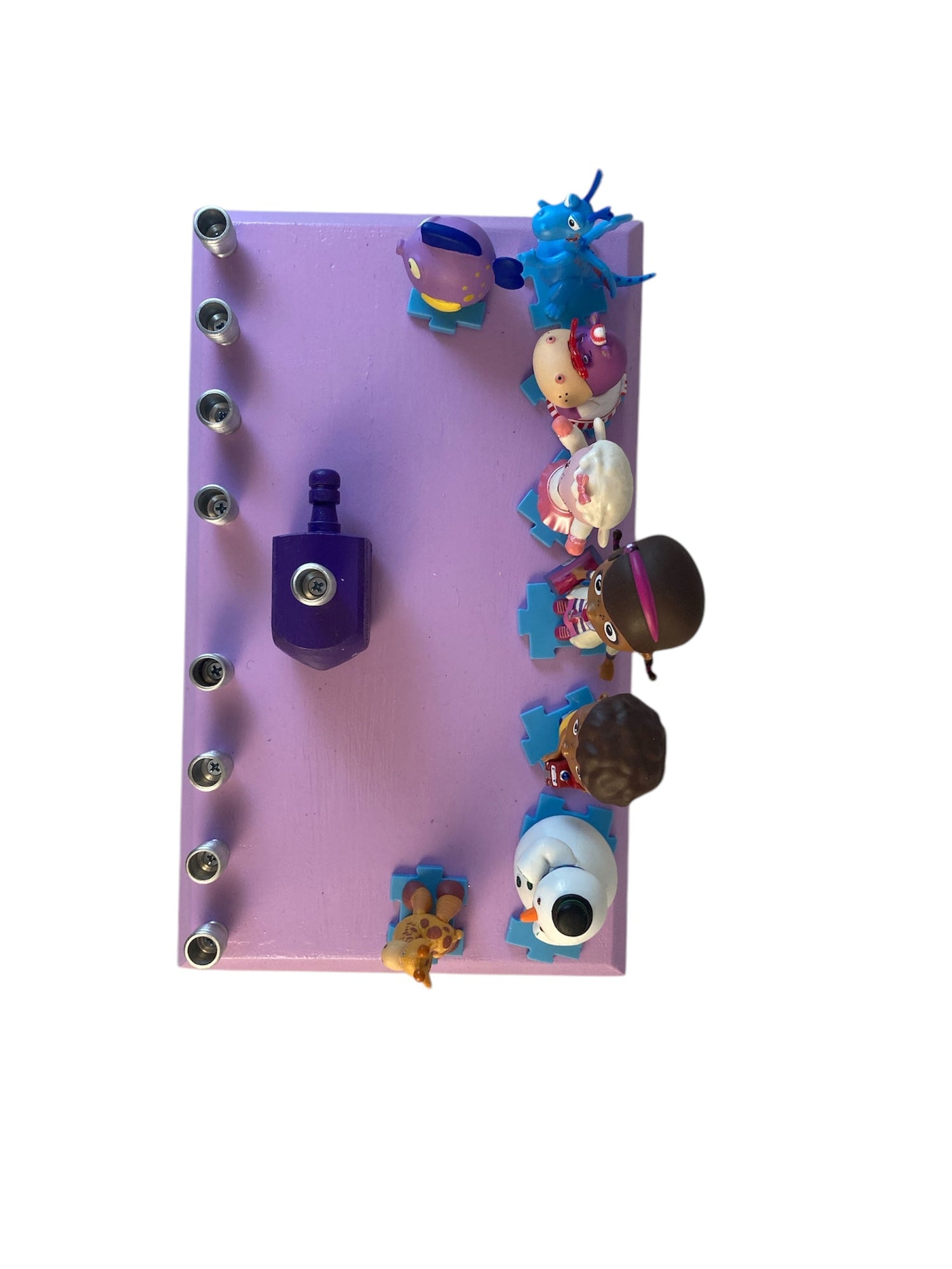 Doc McStuffins hospital menorah — licensed Disney figures, dreidel and aluminum cups | Judaica Square Lakewood (view 3)