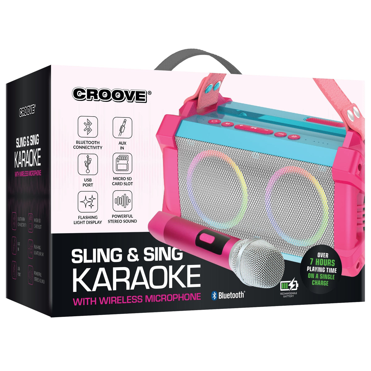 Croove Sling & Sing Portable Karaoke Machine - Bluetooth Speaker & Mic — kids set, view 2 | Judaica Square Lakewood