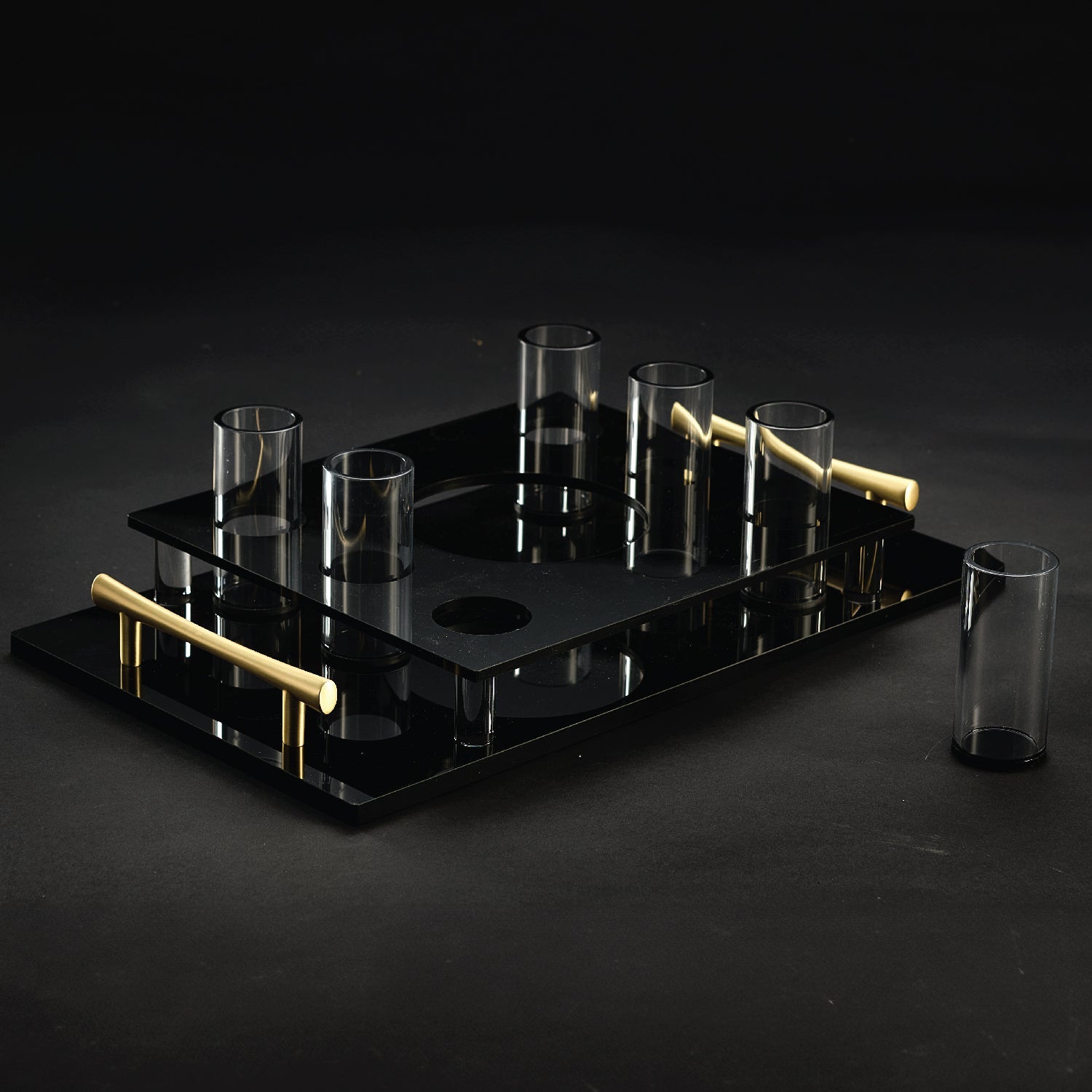 Shot Cup Set — Black Lucite — lucite Judaica decor | Judaica Square Lakewood