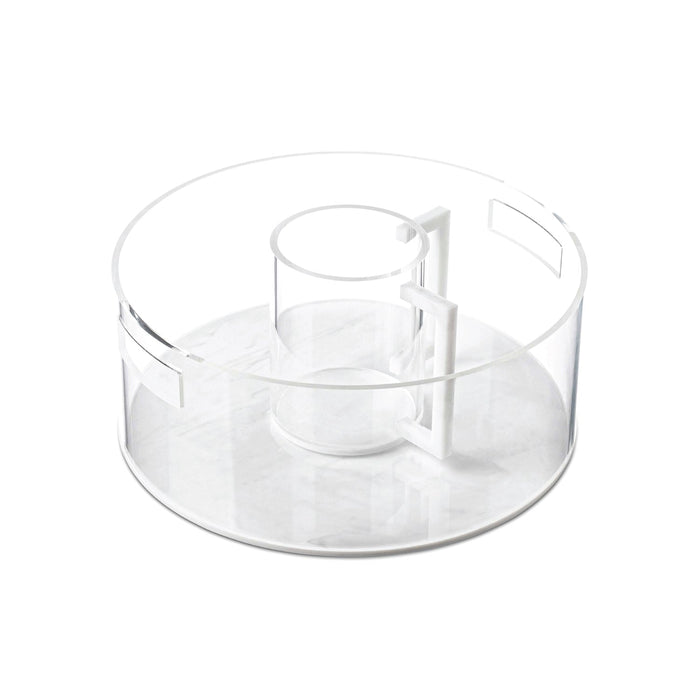 White Marble Lucite Washing Cup and Bowl Set — washing cup with matching bowl | Judaica Square Lakewood