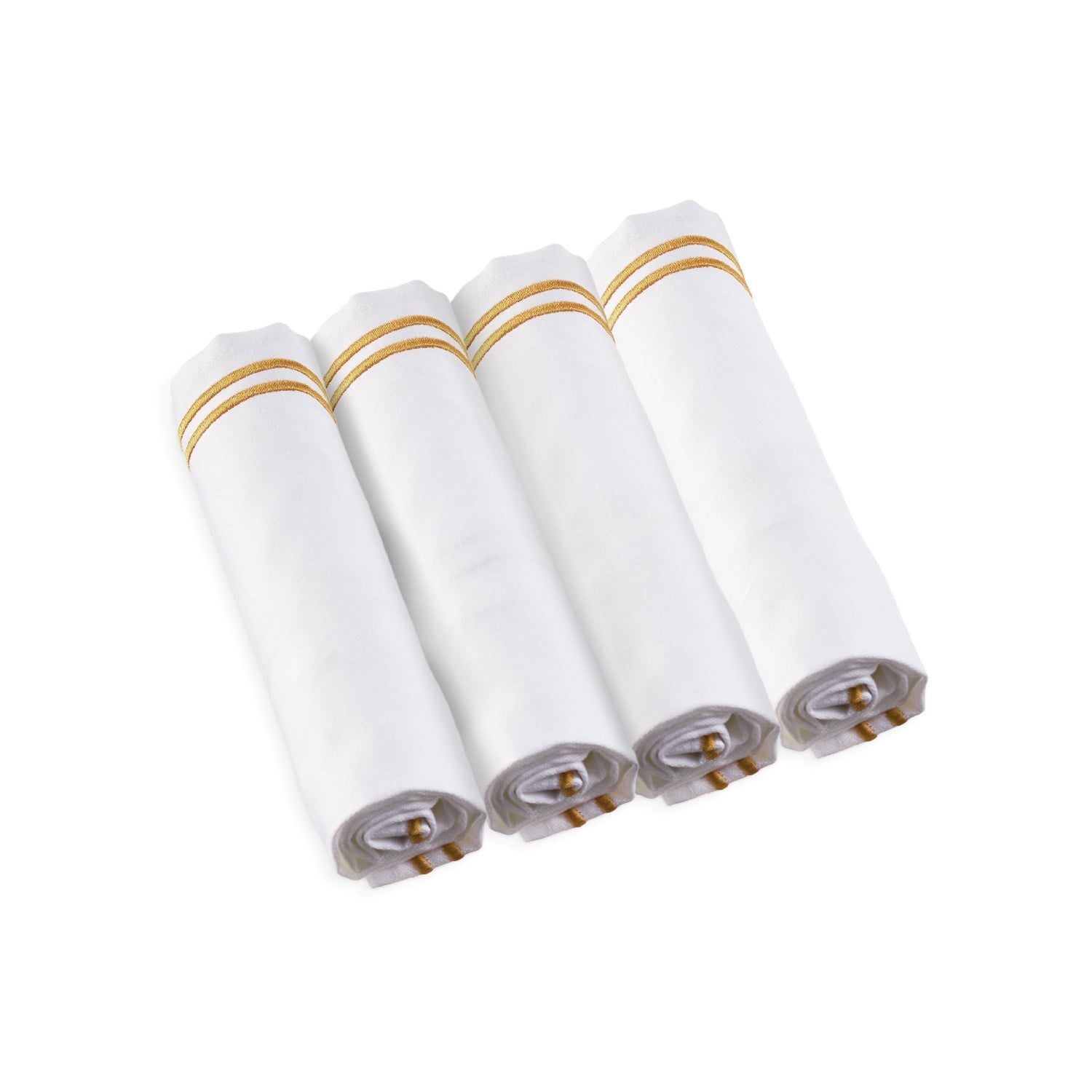 Double Rim Cloth Napkins — Gold — Set of 4 — lucite Judaica decor | Judaica Square Lakewood