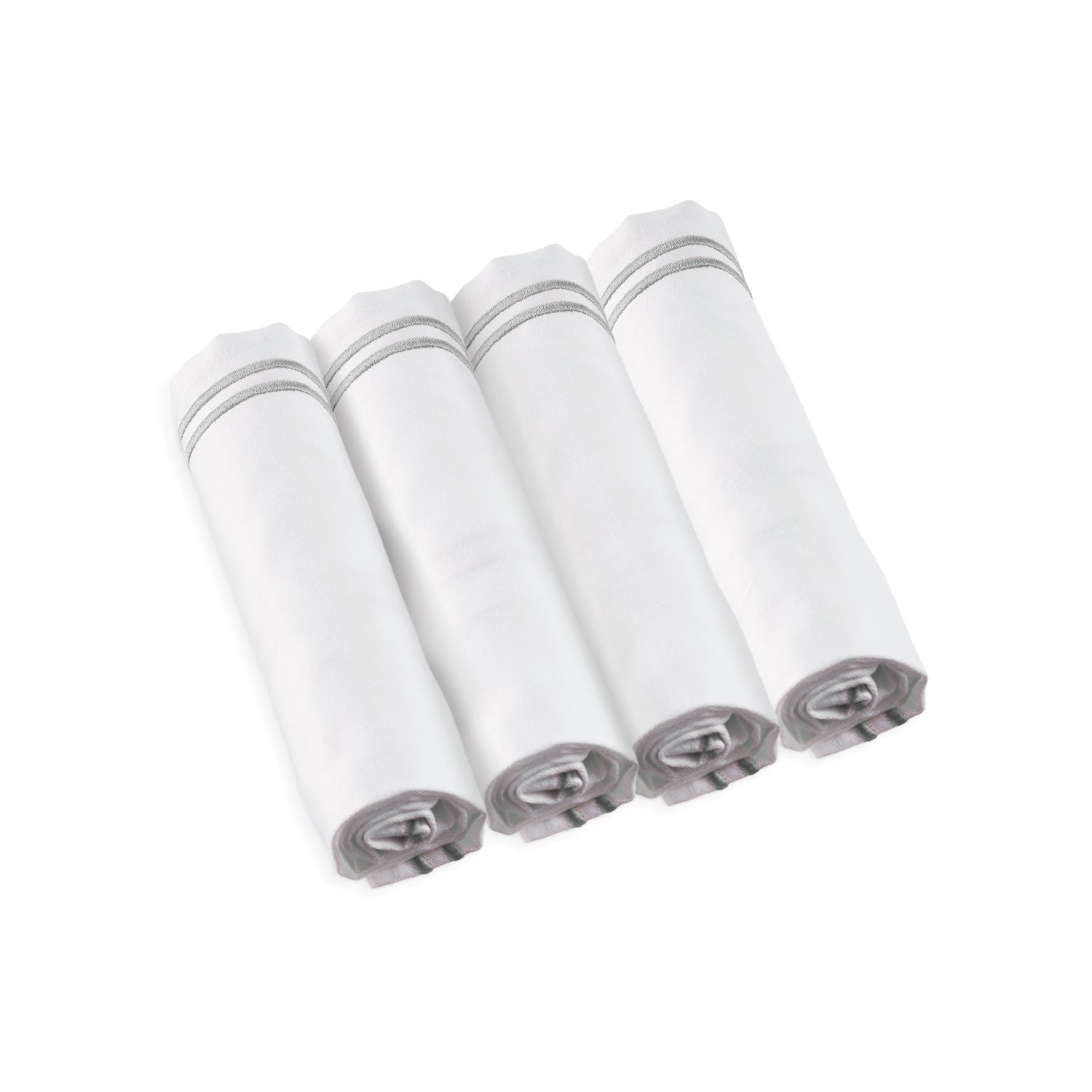 Double Rim Cloth Napkins — Silver — Set of 4 — lucite Judaica decor | Judaica Square Lakewood