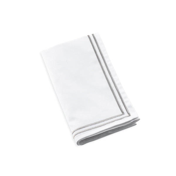 Double Rim Cloth Napkins — Silver — Set of 4 — lucite Judaica decor | Judaica Square Lakewood