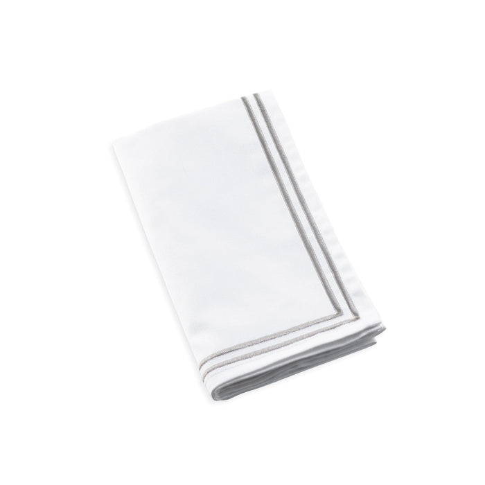 Double Rim Cloth Napkins — four silver double rim embroidered cloth napkins | Judaica Square Lakewood