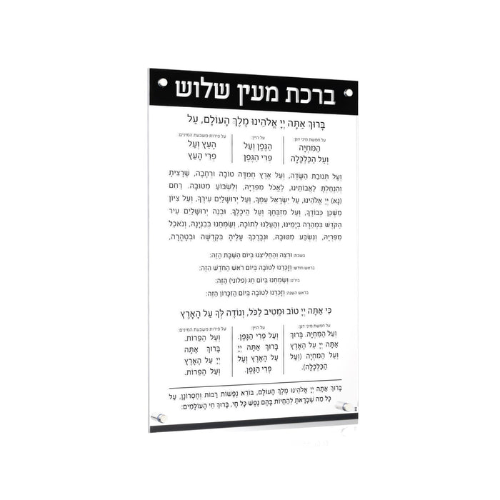 Laser Cut Lucite Al Hamichya — lucite plaque with laser cut-out Hebrew letters | Judaica Square Lakewood