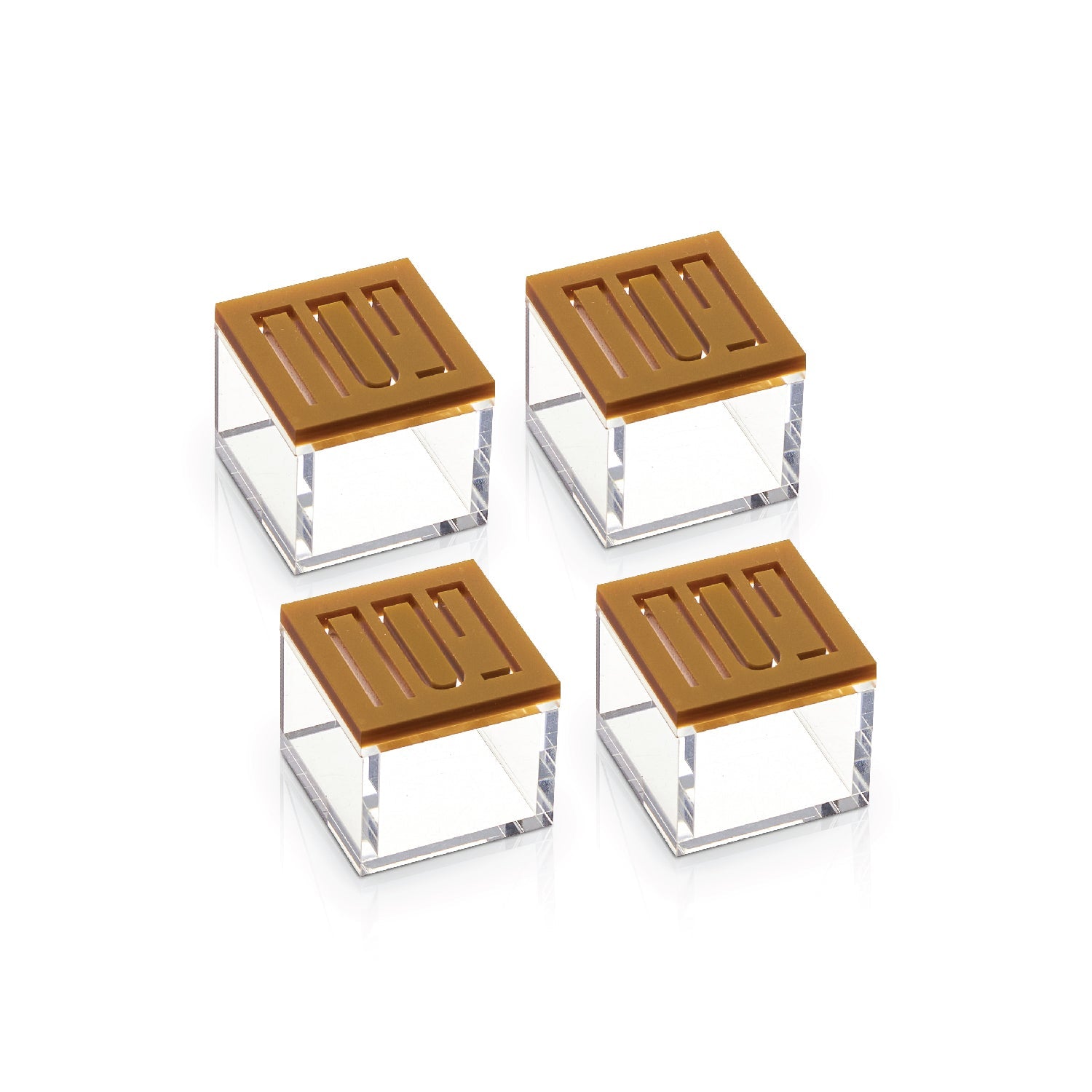 Square Pesach Napkin Rings — Gold — Set of 4 — lucite Judaica decor | Judaica Square Lakewood