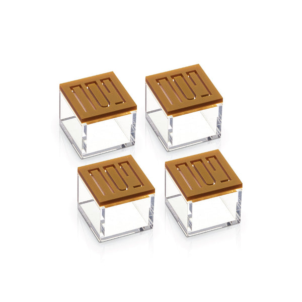 Square Pesach Napkin Rings — Gold — Set of 4 — lucite Judaica decor | Judaica Square Lakewood