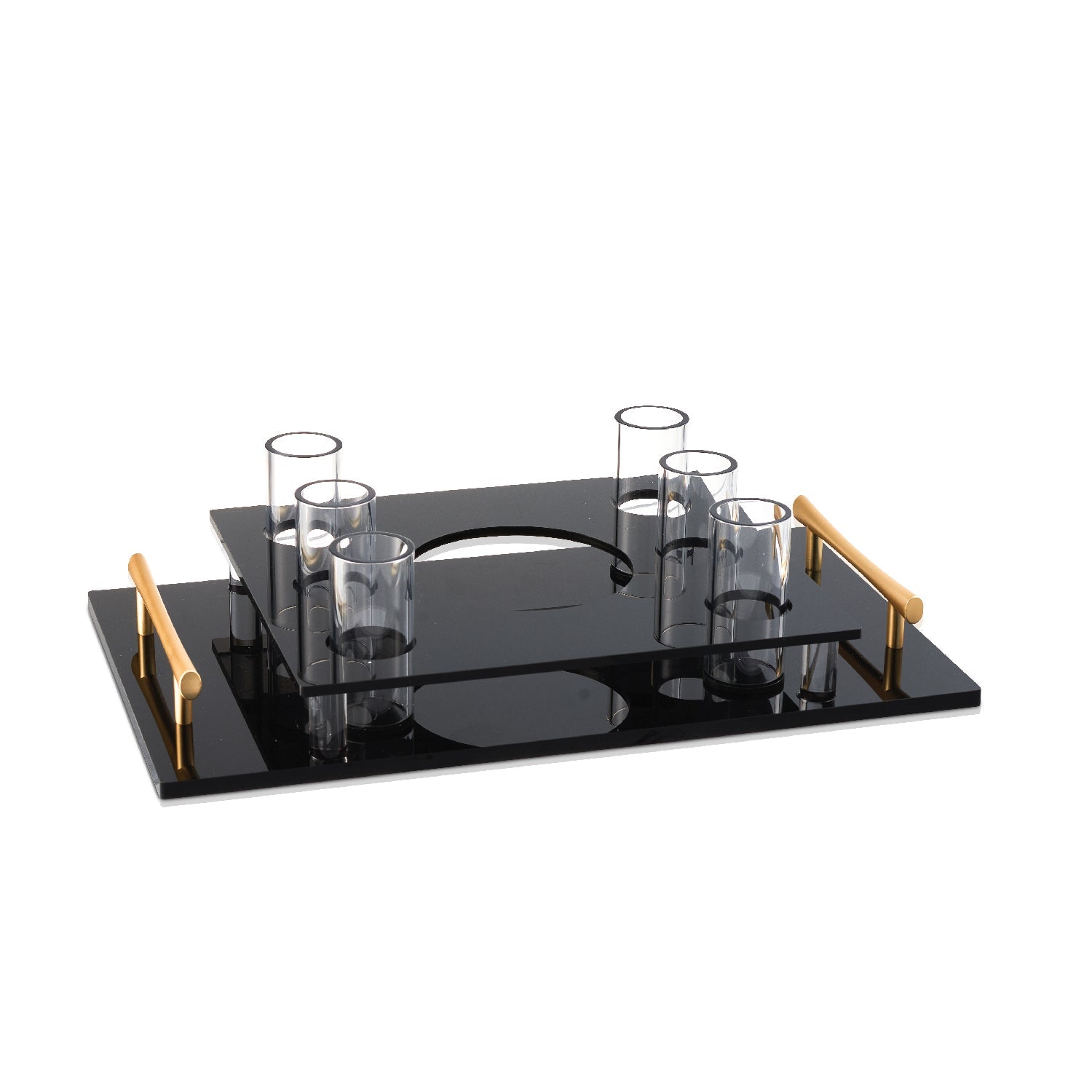 Shot Cup Set — Black Lucite — lucite Judaica decor | Judaica Square Lakewood