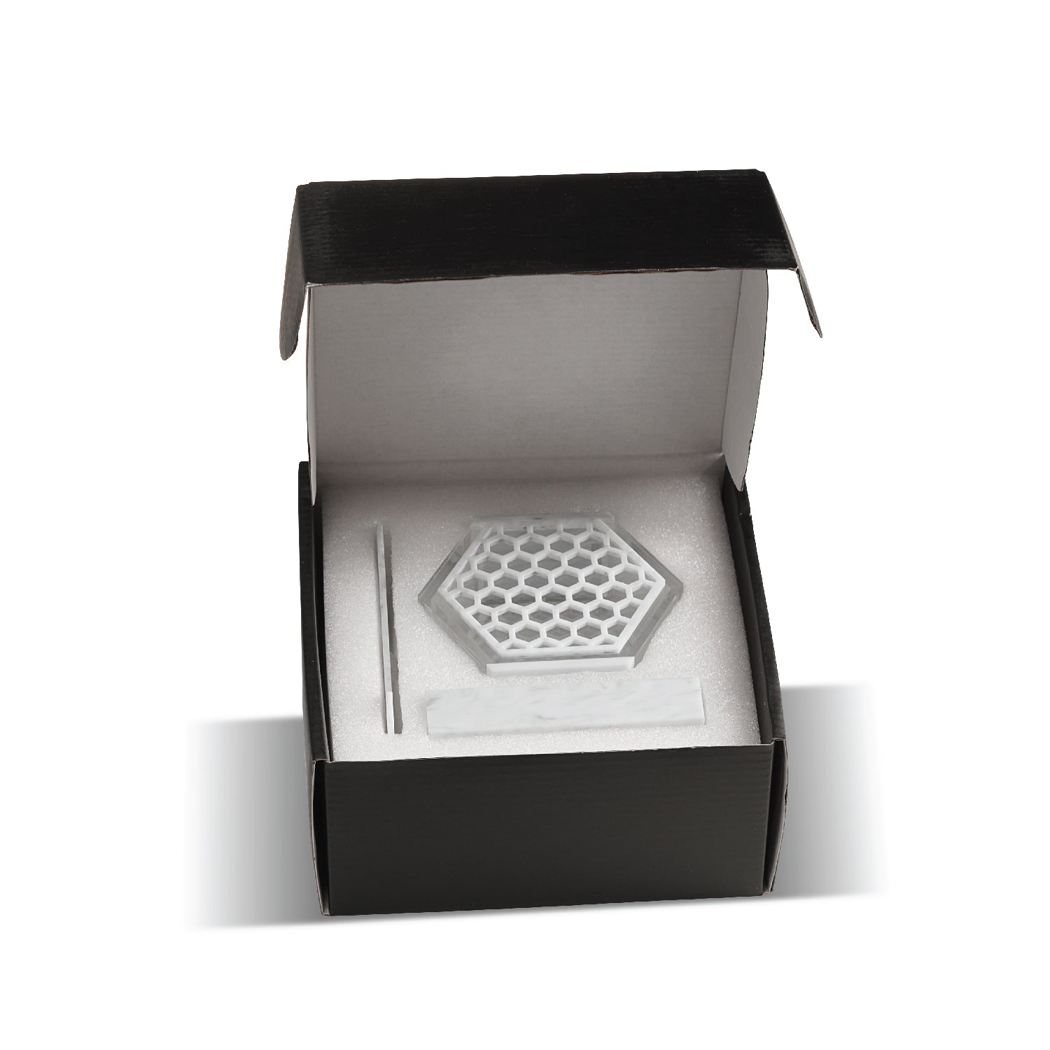 Honeycomb Honey Dish — White Marble Lucite — lucite Judaica decor | Judaica Square Lakewood
