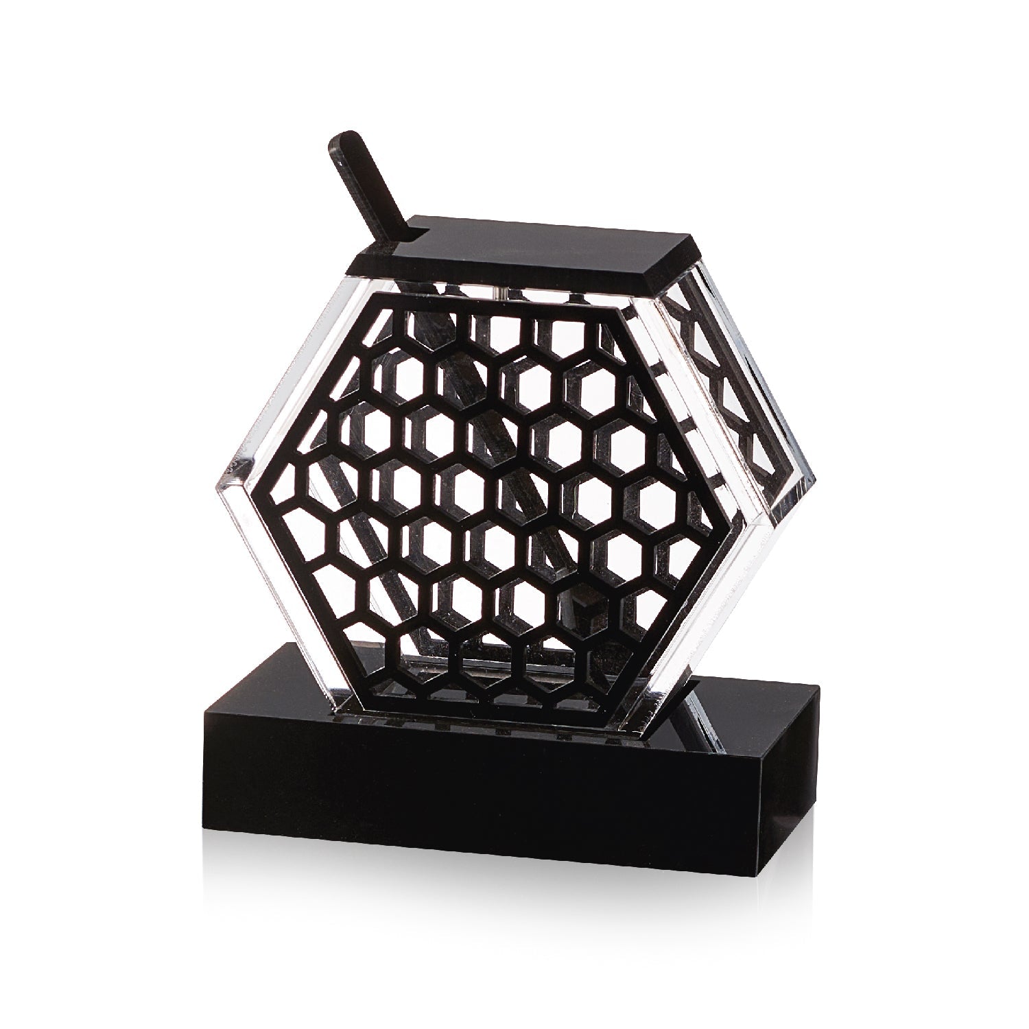 Honeycomb Honey Dish — Black Lucite — lucite Judaica decor | Judaica Square Lakewood