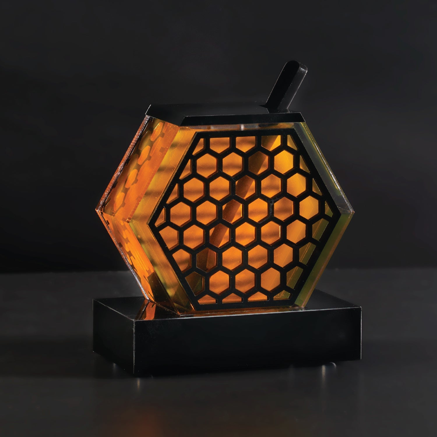Honeycomb Honey Dish — Black Lucite — lucite Judaica decor | Judaica Square Lakewood